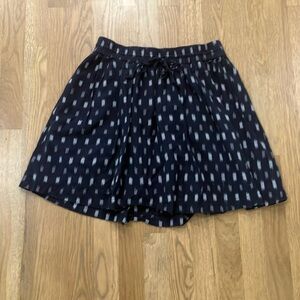 Madewell Women's Navy White Shibori Dot Print Cotton Lined Smocked Mini Skirt